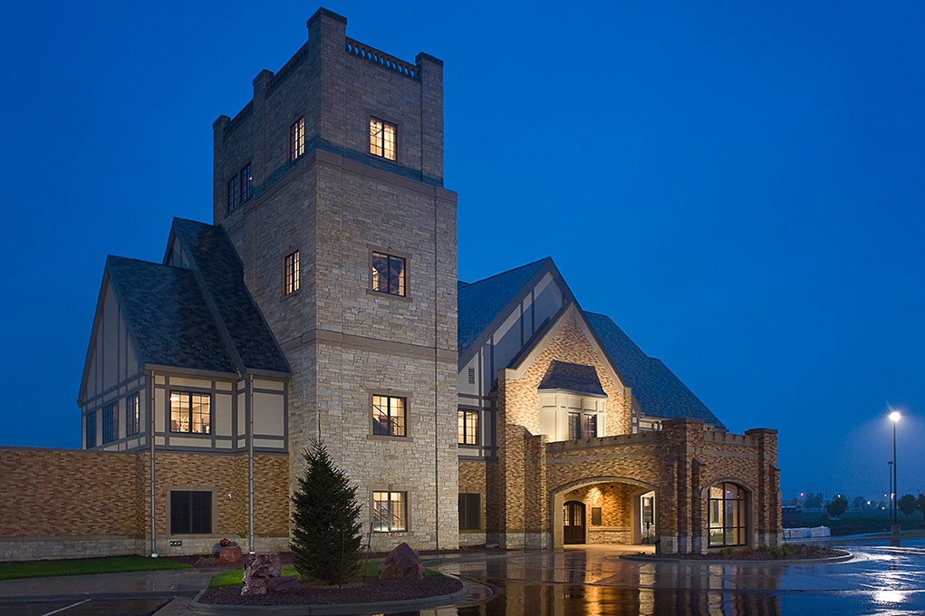 The Sanford House Exterior at Night